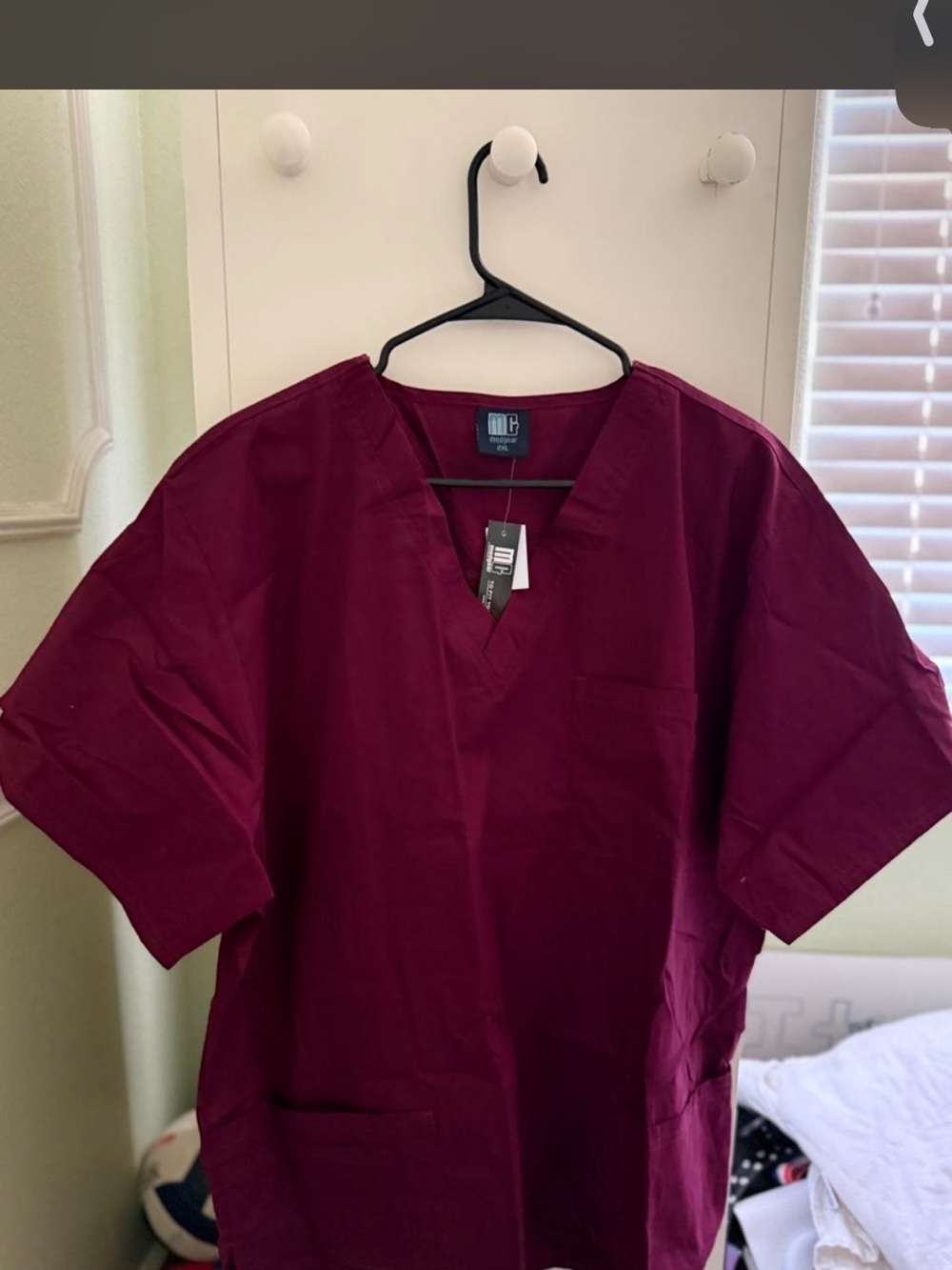 Scrub Top and bottom Burgundy V-Neck Woman’s Shirt